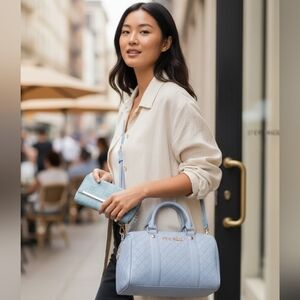 NWT Steve Madden Crossbody Bag & Wallet Set Baby Blue Embossed Logo Designer Y2K